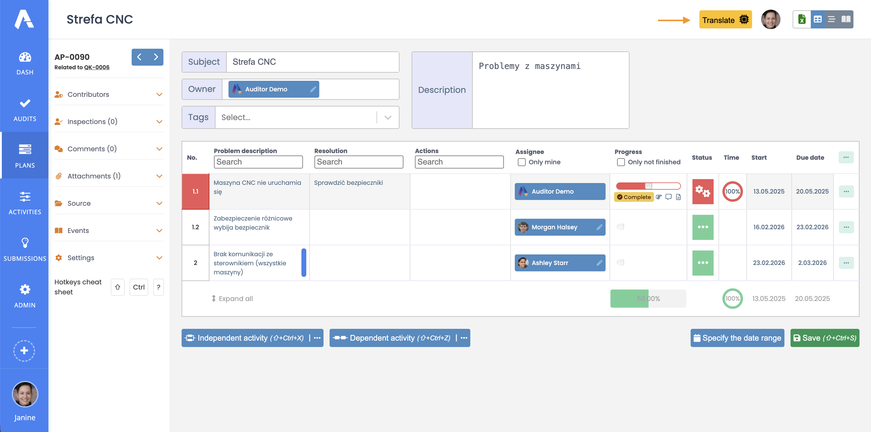 Translating action plans