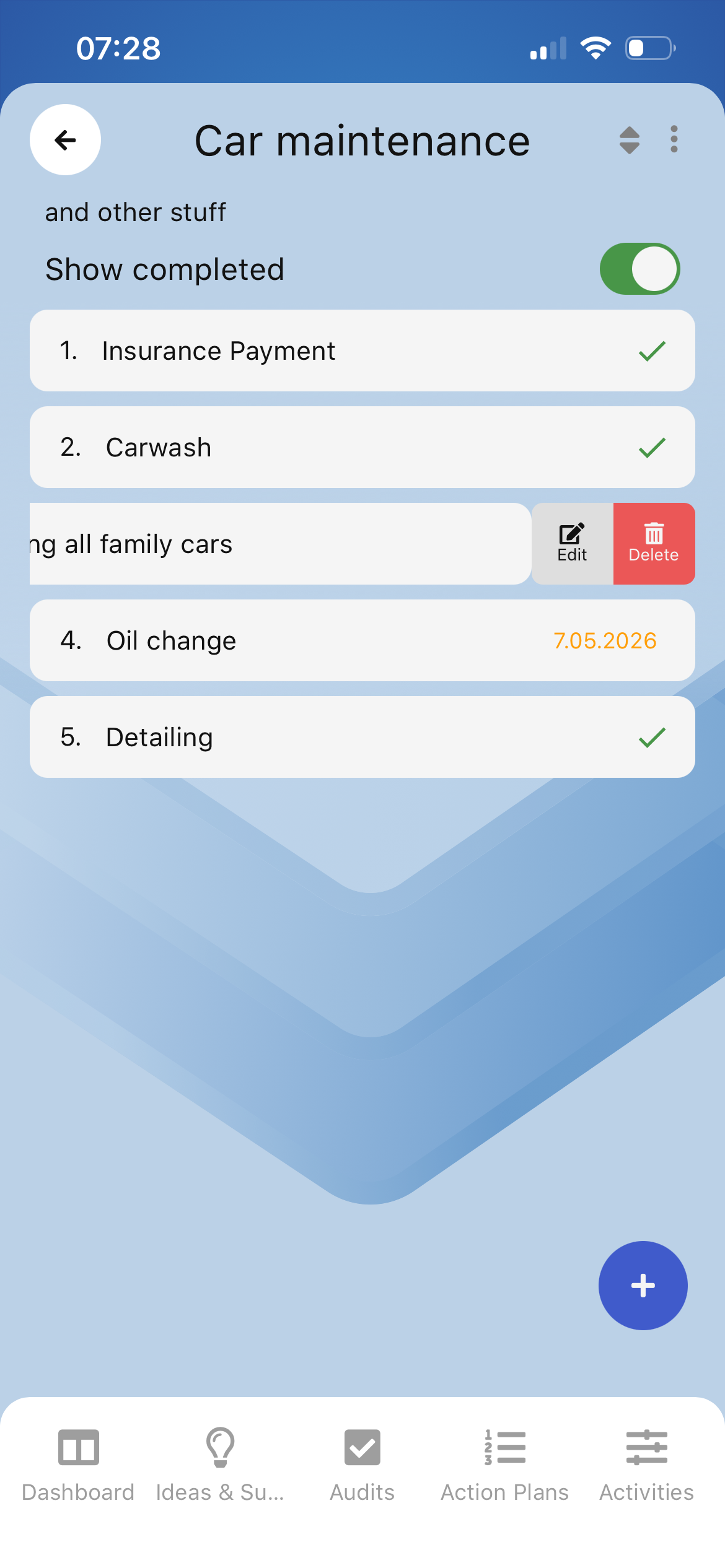 Task list view
