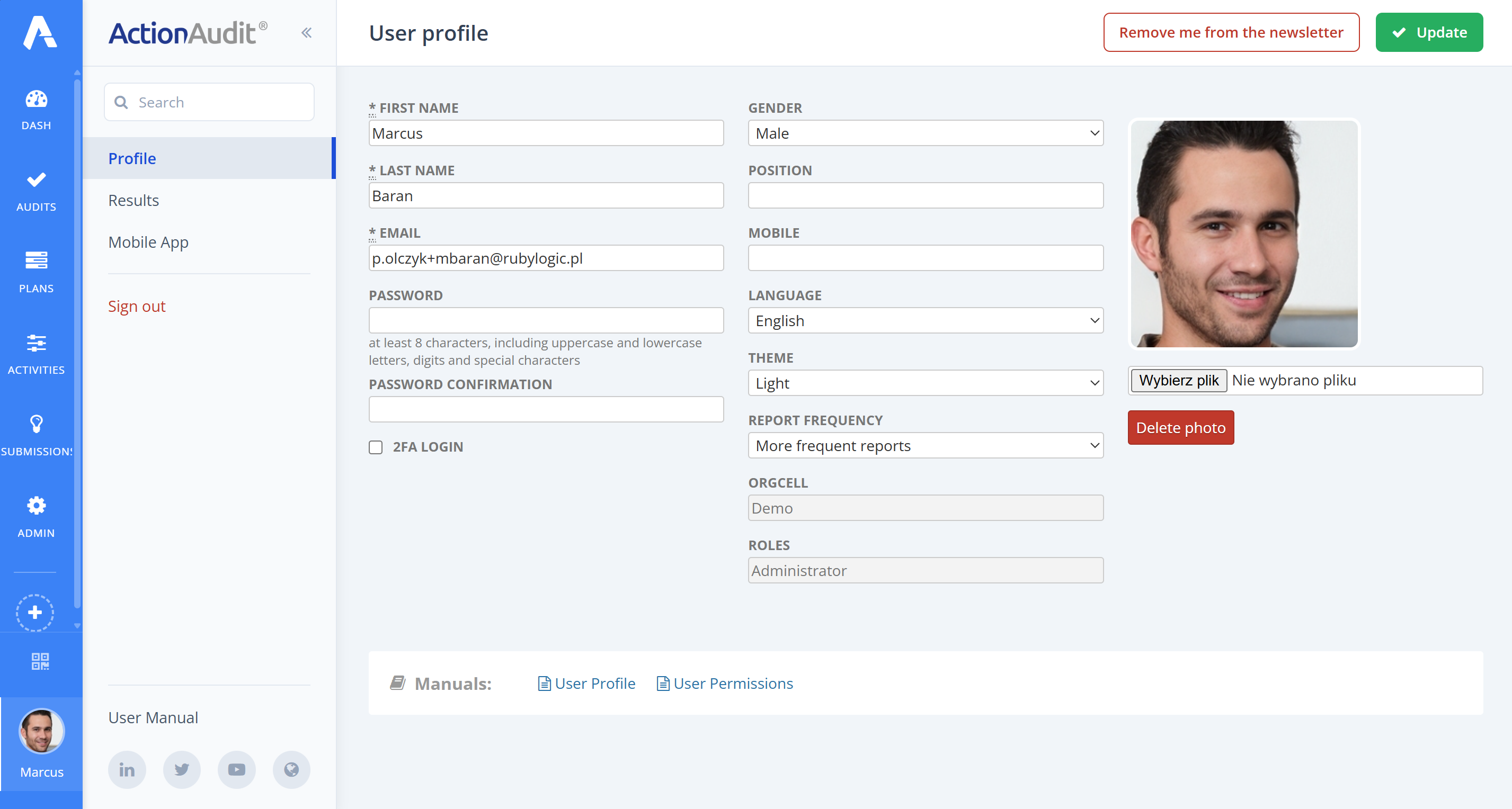 User Account Form