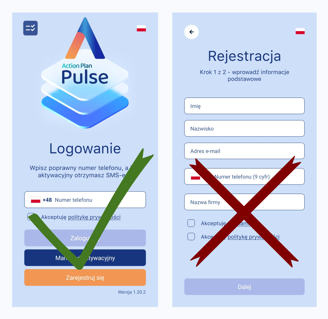 Poprawne i niepoprawne logowanie