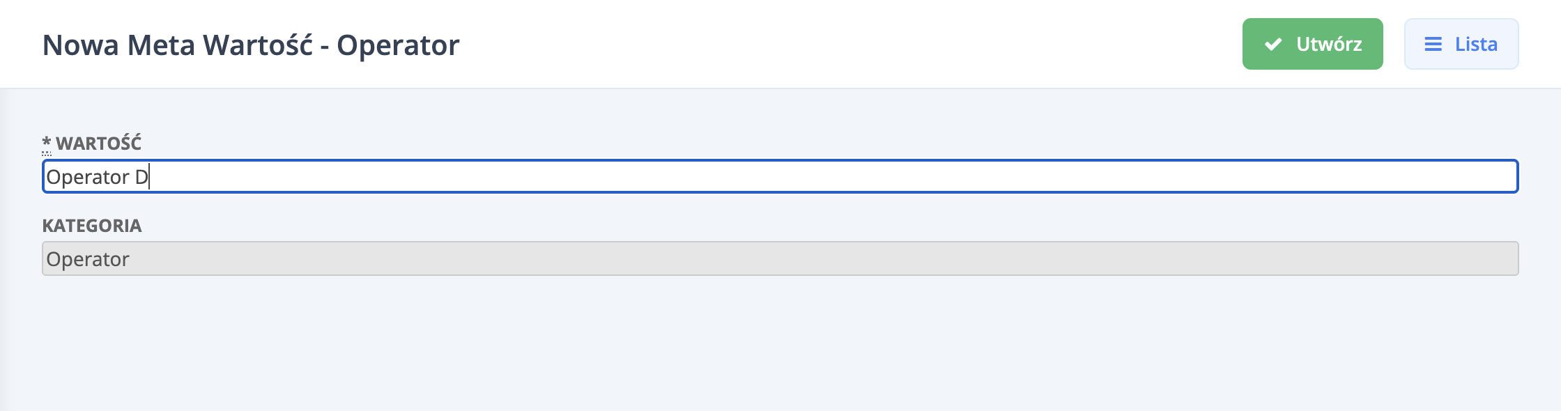 Dodanie nowej wartości słownika