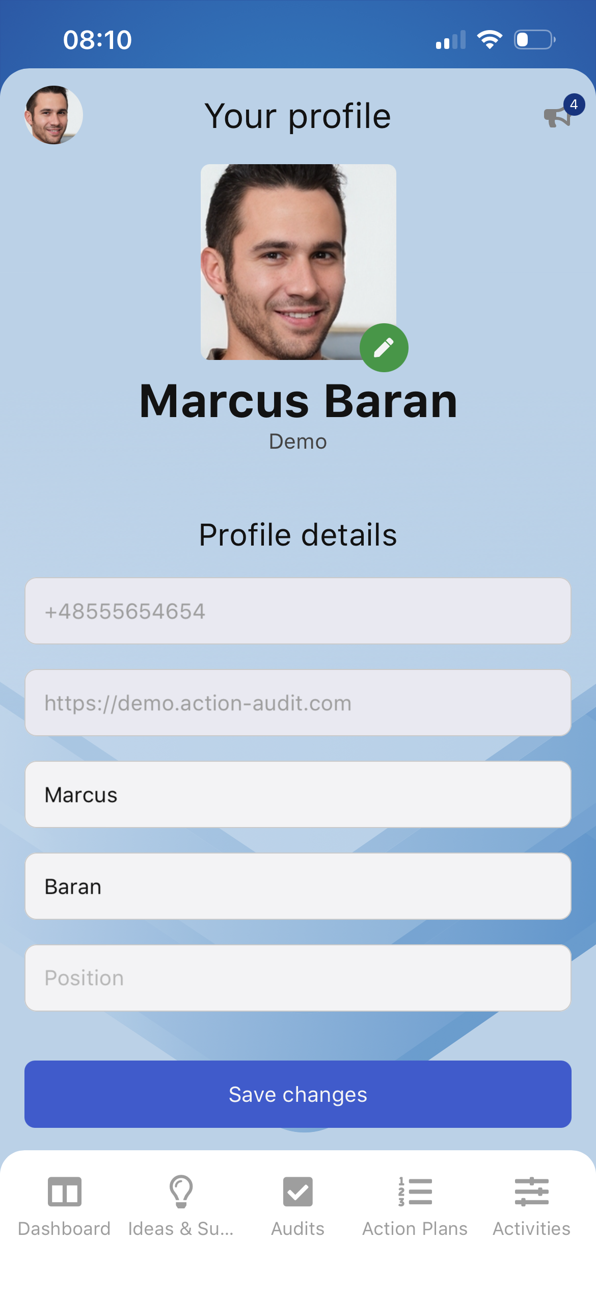 Profile settings